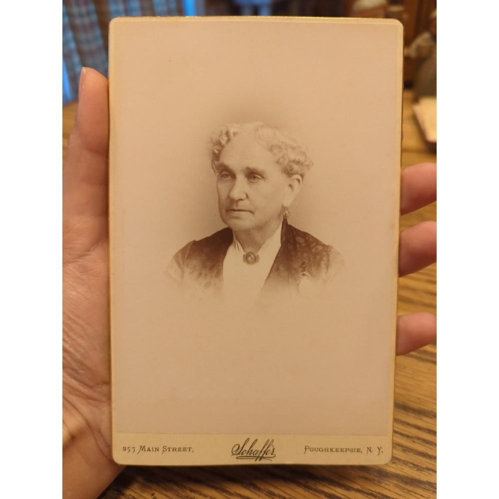 Antique Cabinet Card Victorian Woman Portrait Schaffer Poughkeepsie NY Photo